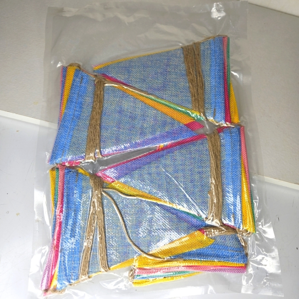 Colorful Burlap Banner Flags Set Of 5